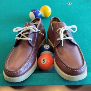 Salvatore Ferragamo. Burgundy Leather Boat Shoes 10.5 D